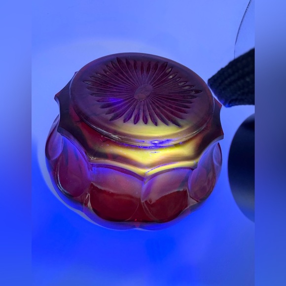 Fenton Red Glass Bowl with Grape Design - Picture 7 of 8